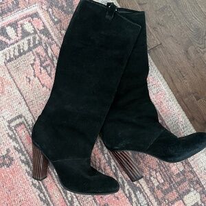 DVF Black Suede Knew high boots